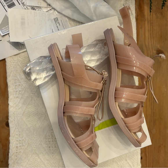 Simone Rocha Pink Sandals with Lace-Up Design and Clear Block Heel - Picture 9 of 9